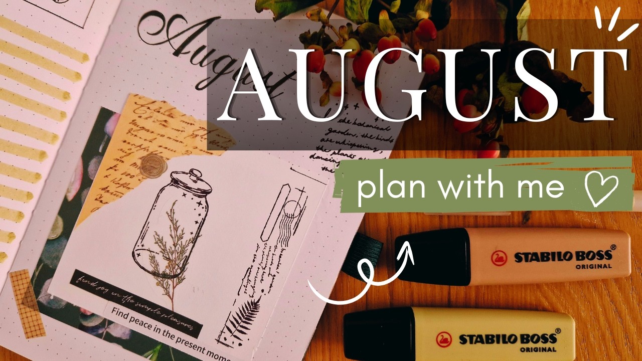 August Plan With Me 🍂 Cozy Bullet Journal Setup | Vintage Journal Theme