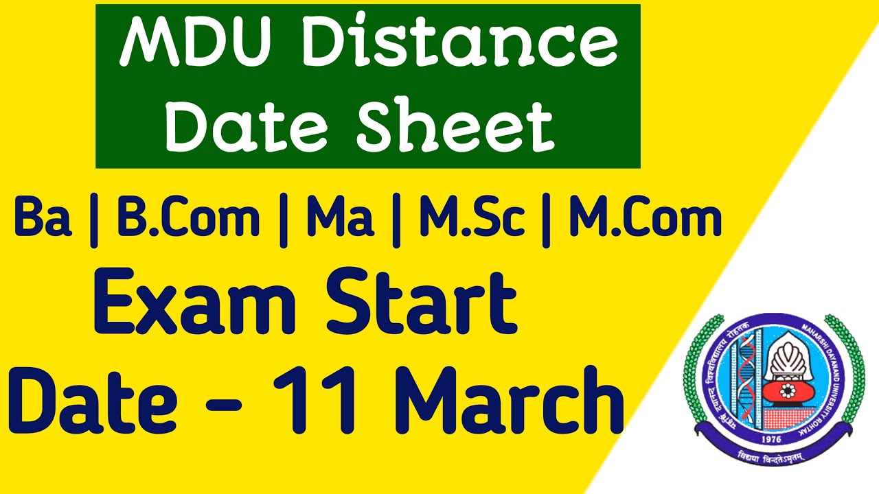 Mdu ba , bcom distance date sheet ||  mdu distance ma msc mcom 2nd semester datesheet