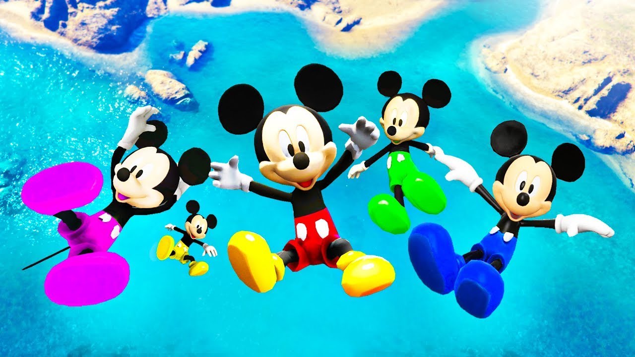 GTA 5 Mickey Mouse vs Rainbow Mickey Team Crazy Jumping Ragdolls (Funny Fails)