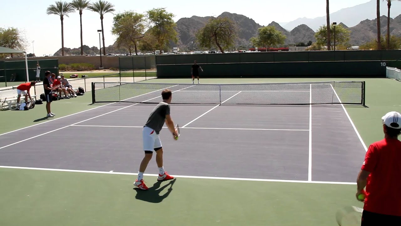 Andy Murray and Richard Gasquet Practice Serves 2012 BNP Paribas Open