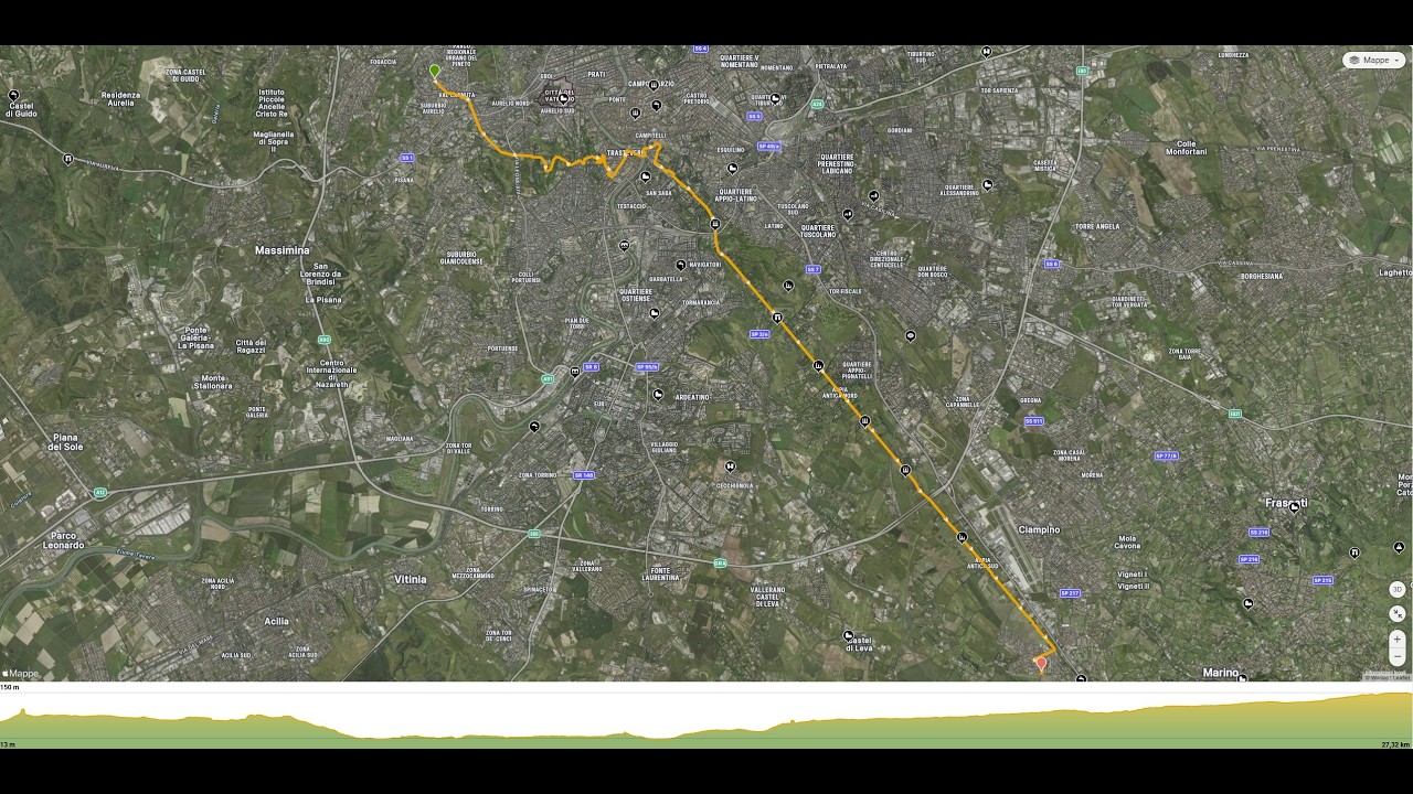 In MTB a Roma. Da Battistini (metro A) a Santa Maria delle mole (Ciampino). 7 novembre 2025.