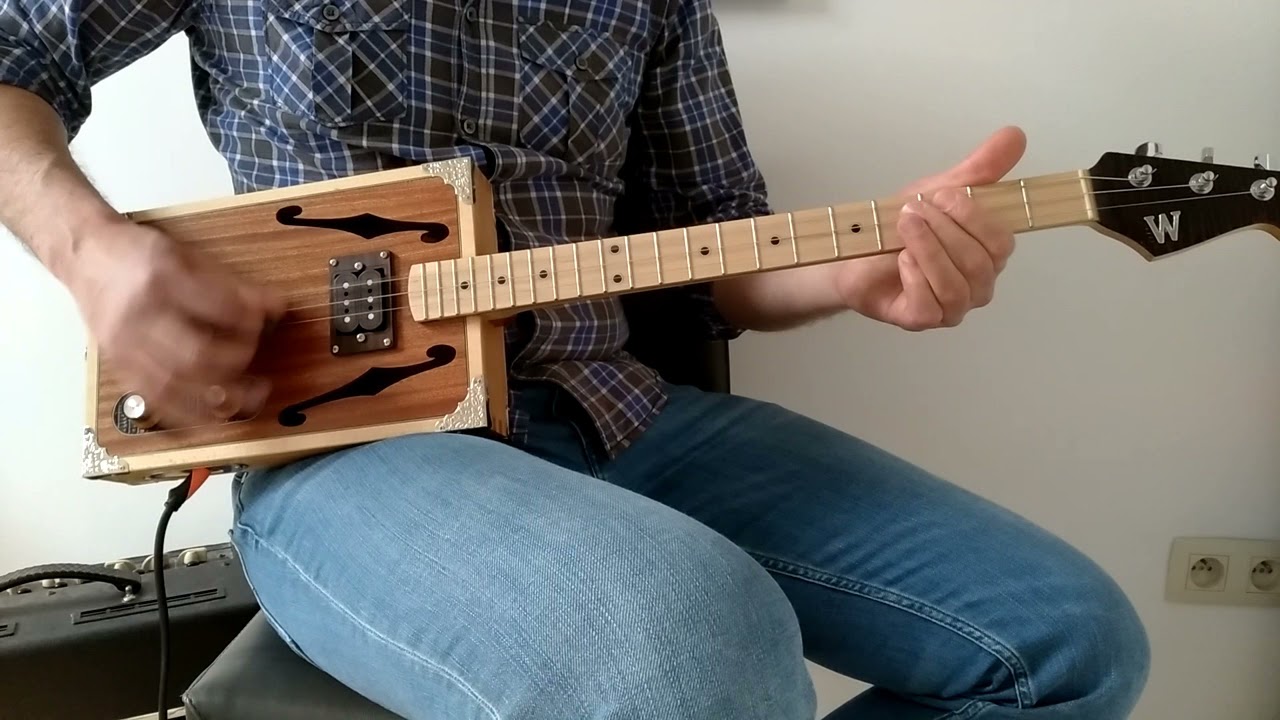 3-string Cigar Box Guitar CBG with humbucker - Personal Jesus