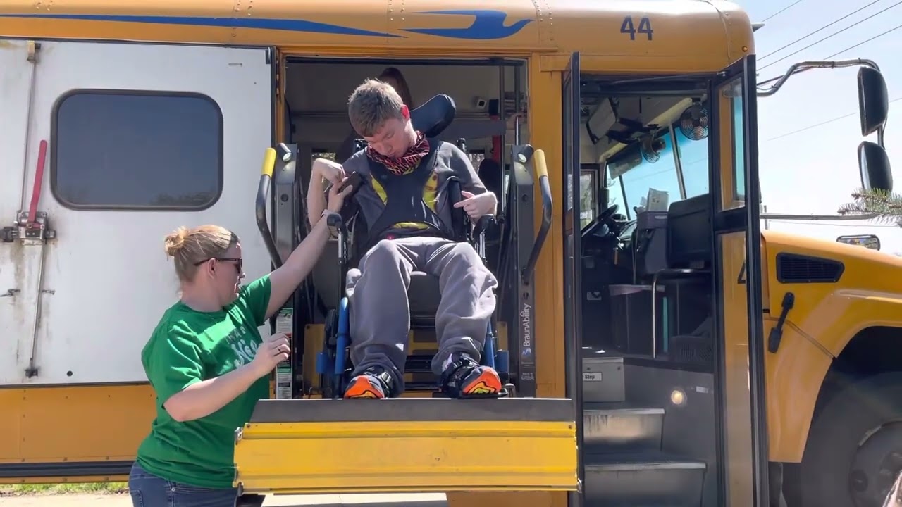 Sam getting home from school & off the school bus lift 4.27.23 @onthatnote