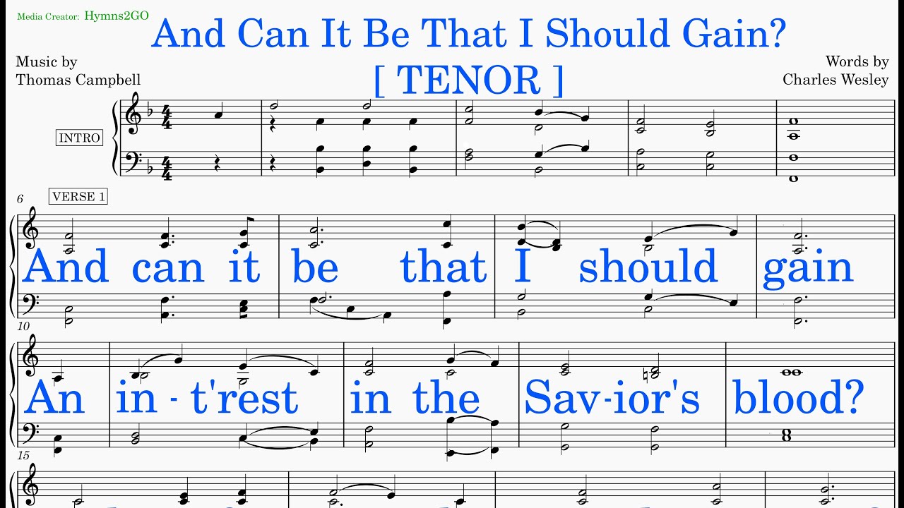 And Can It Be That I Should Gain  (Campbell - Wesley) [v2] Tenor