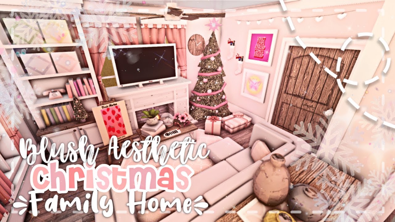 No Gamepass Blush Aesthetic Christmas One Story Family Roleplay Home I Bloxburg Speedbuild and Tour