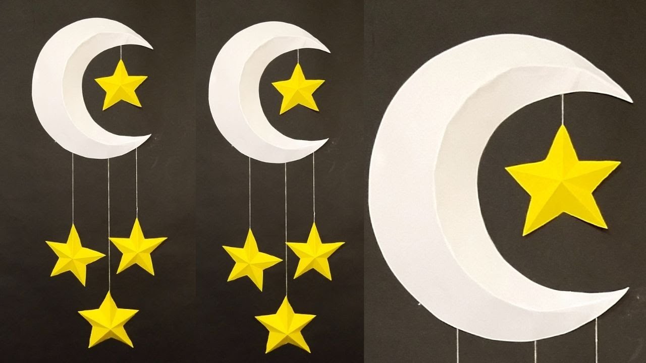 Eid Decoration Ideas | Diy Ramadan Decoration | Star & Moon Wall Hanging | Ramadan Ghar Ki Sajawat