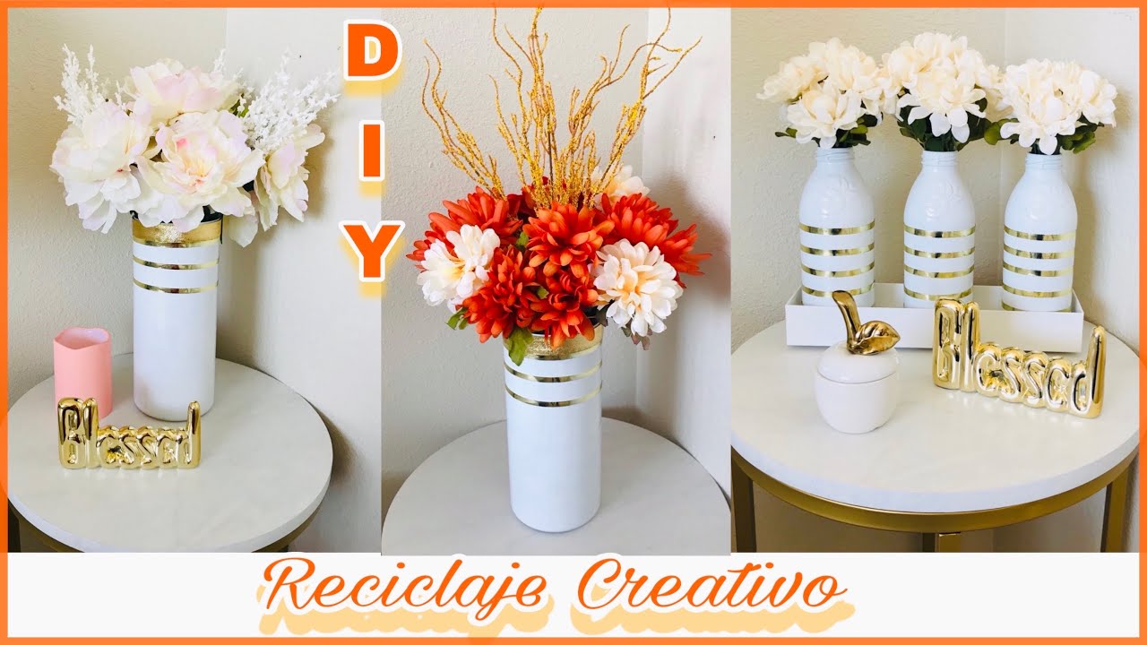 Decoración DIY-Manualidades Reciclaje Creativo Floreros/decorative recycling ideas-otoño🍁2021