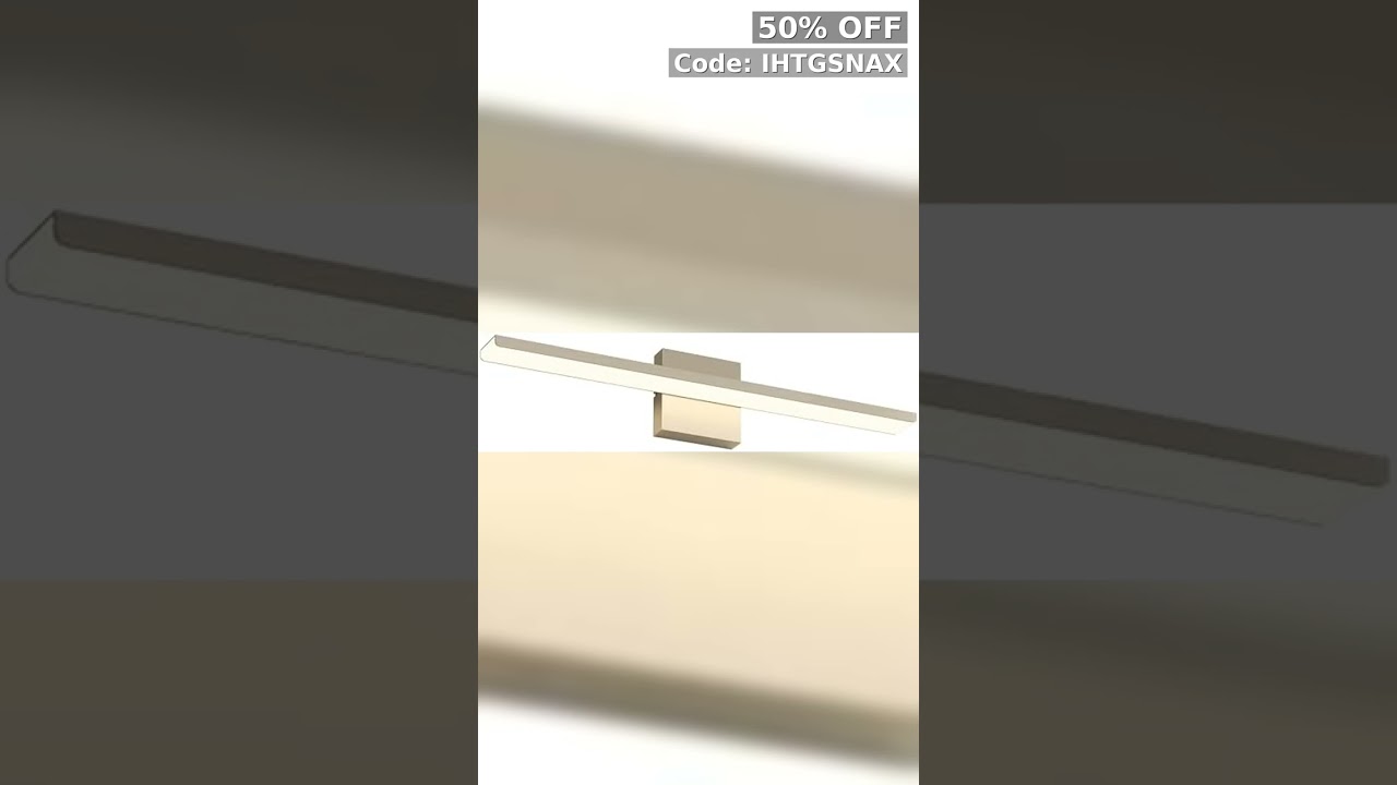 JUSHENG Brushed Nickel Bathroom Vanity Light Modern Dimmable Vanity Light Bar LED Bathroom Lighting