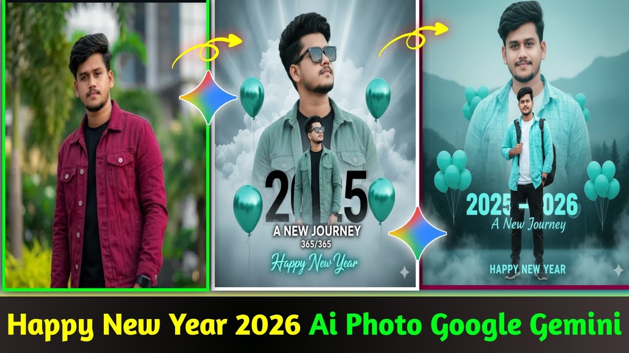 Trending Photo Happy New Year 2026||| 📌 Google Gemini Ai Viral NEW Year's Photo Editing Prompts|||