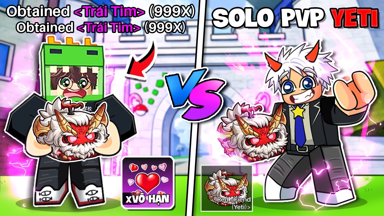 KHANGG FARM VÔ HẠN TRÁI TIM VÀ PVP TRÁI YETI FIEND VS BI HUỲNH BLOX FRUIT | ROBLOX