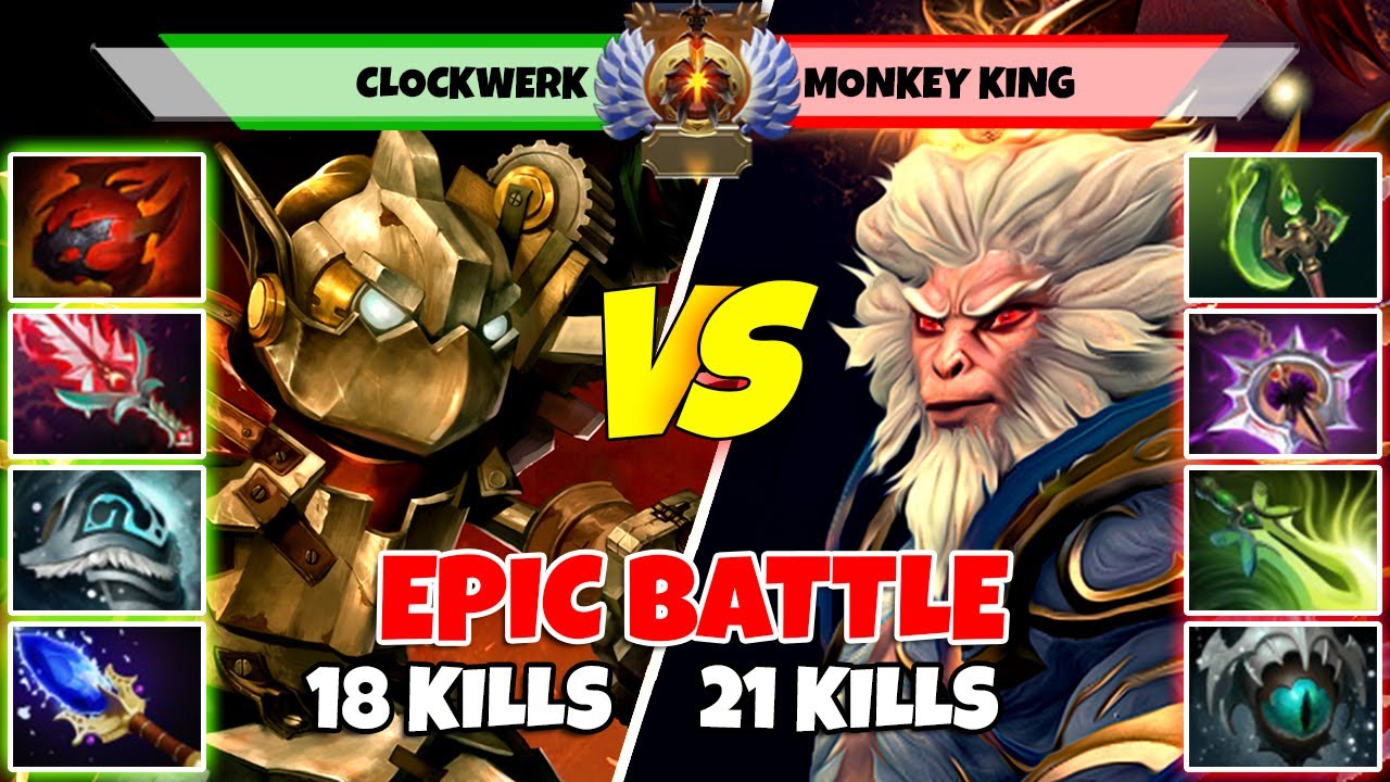 CLOCKWERK (выкл.) против MONKEY KING (средн.) &mdash; Эпическая битва игроков Dota 2 Immortal Rank &mdash; Z ...