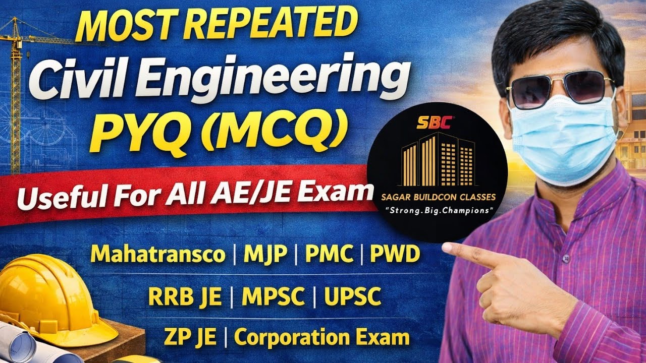 Most Repeated Civil Engineering PYQ For All AE/JE ExamMahatransco | MJP | PMC | PWD |RRB JE 