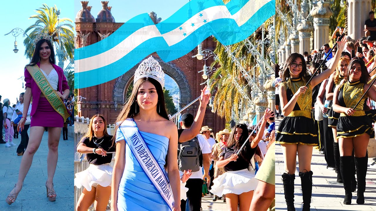 Hondureños celebran el 15 de septiembre en el Arco del Triunfo de Barcelona 2024