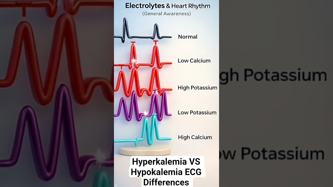 Electrolytes & Heart ❤Rhythm Explained|ECG changes in calcium & potassium#Nursing study #shorts