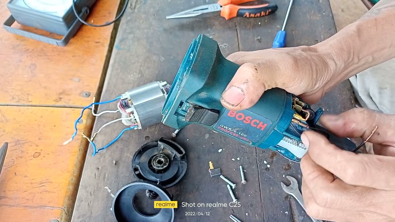 thay quận dây sato + rotor máy mài bosch