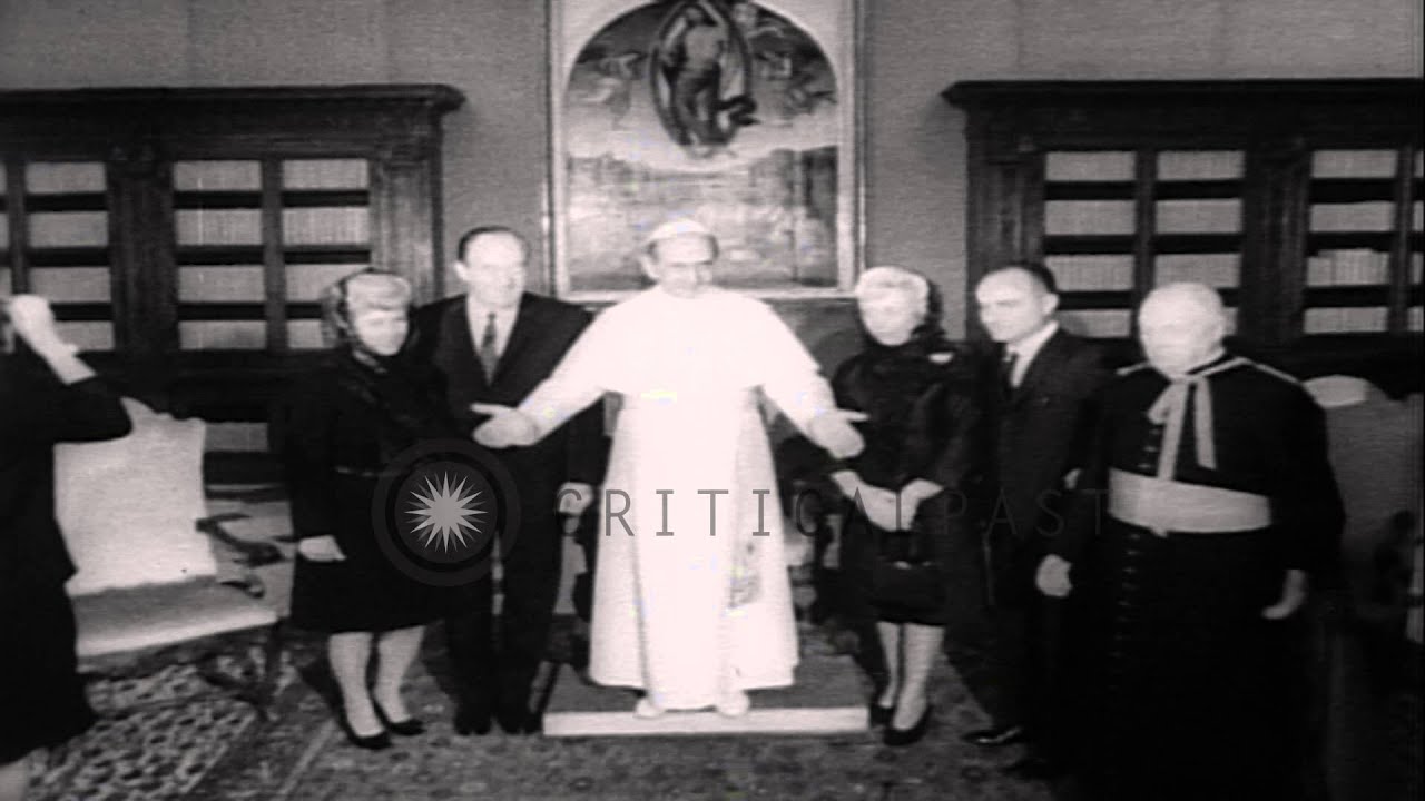 US Vice President Hubert H. Humphrey meets Pope Paul VI in Vatican City to explor...HD Stock Footage