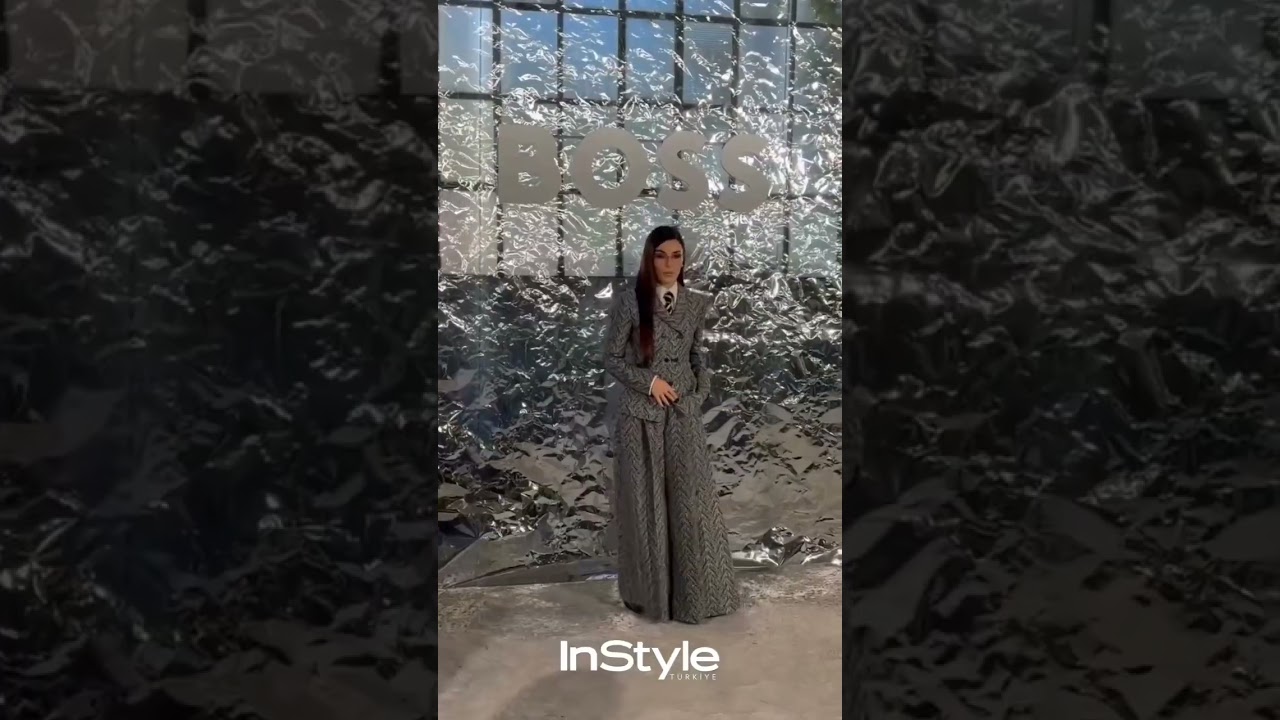Hande Er&ccedil;el in front of the press at the Hugo Boss fashion show held as part of Milan Fashion Week