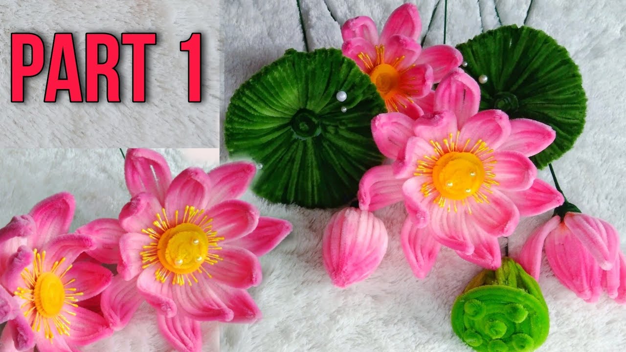 Part 1//DIY Water Lily Flower From Pipe Cleaner//DIY Bunga Teratai Dari Kawat Bulu