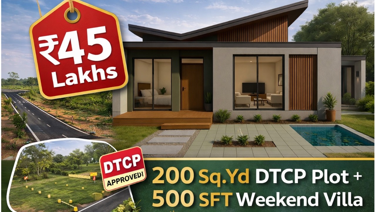 45 LAKHS || 200 SQ.YDS DTCP PLOT || 500 SFT WEEKEND VILLA || SAHAJA FARMS AND RESORTS