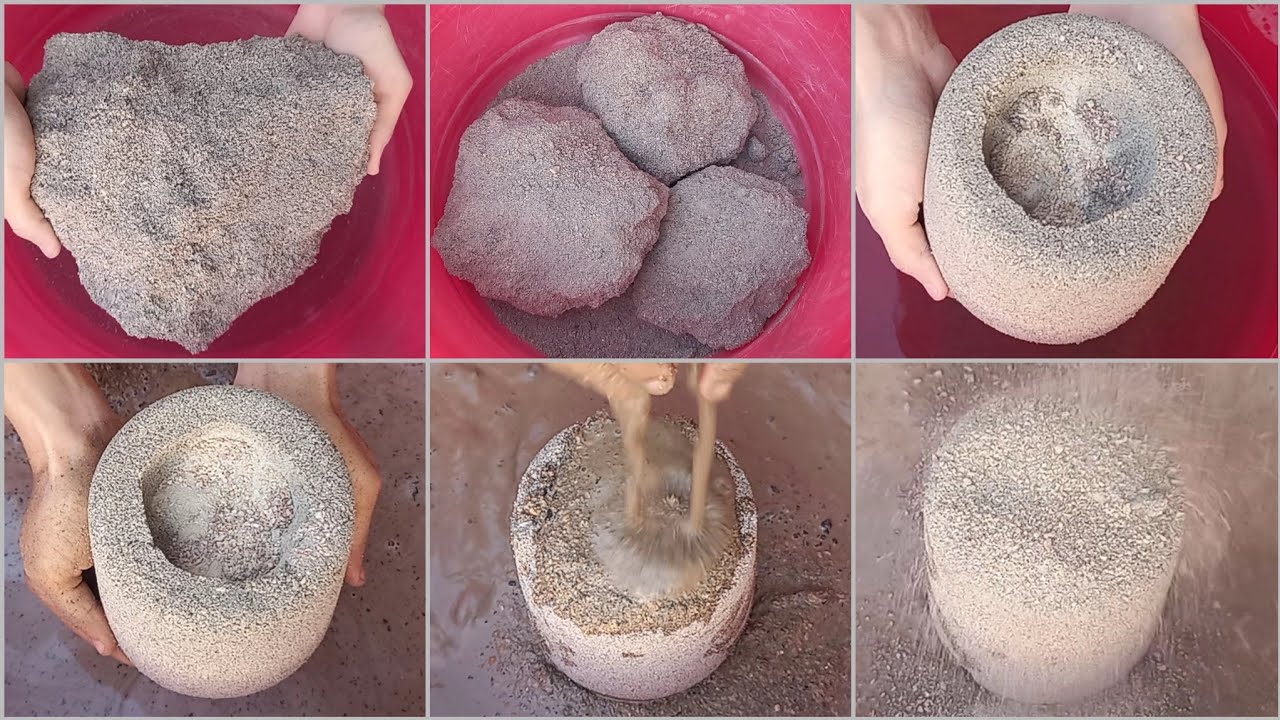 Asmr:🤩Grainy Sand Huge Chunks Dusty Dry Crumbling/💖Beautiful Pots Water Crumbling/Dipping/Mixing👌🏻