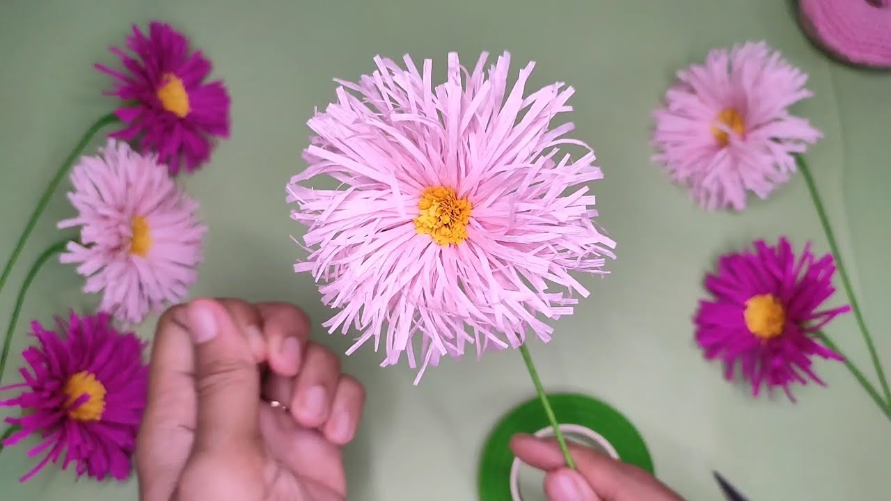 DIY | How To Make Gerbera Crepe Paper Flower | membuat bunga dari kertas krep