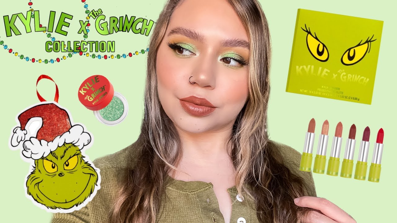 KYLIE COSMETICS X GRINCH COLLECTION TUTORIAL + REVIEW | Makeupbytreenz