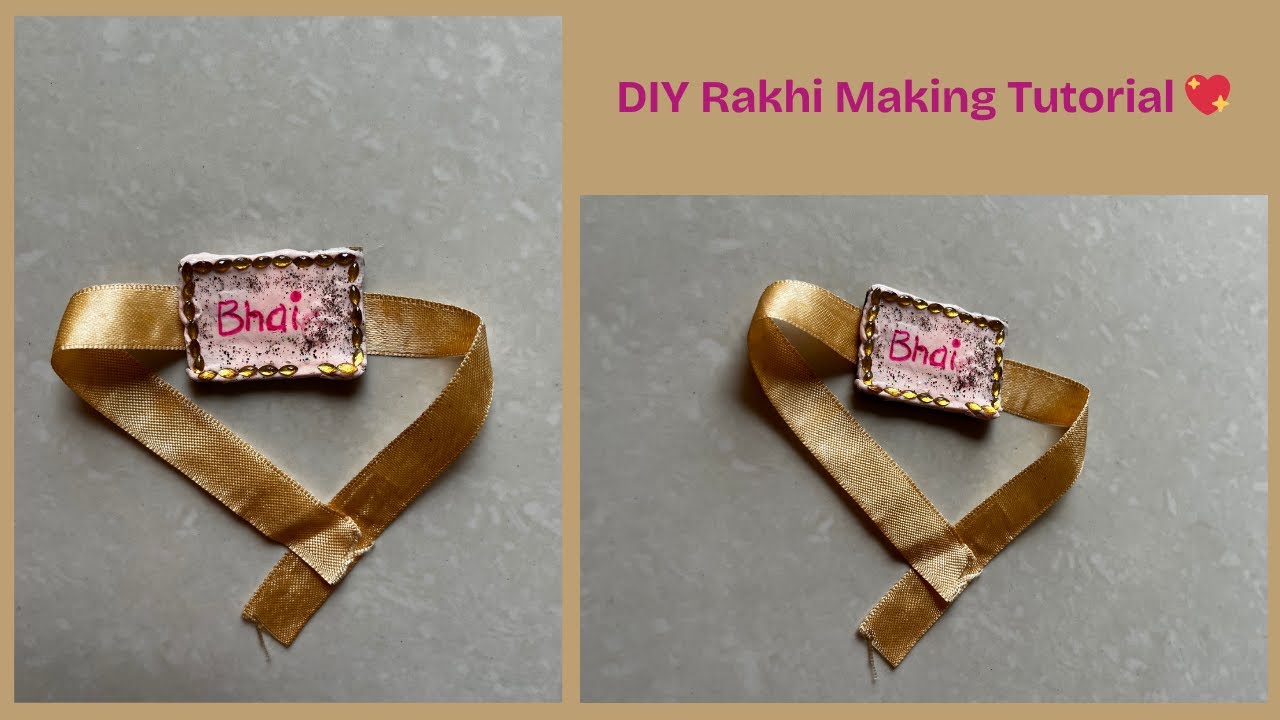 DIY Bhai Rakhi Making Tutorial 💖 | Air Dry Clay Rakhi with Stones & Ribbon | Raksha Bandhan Special
