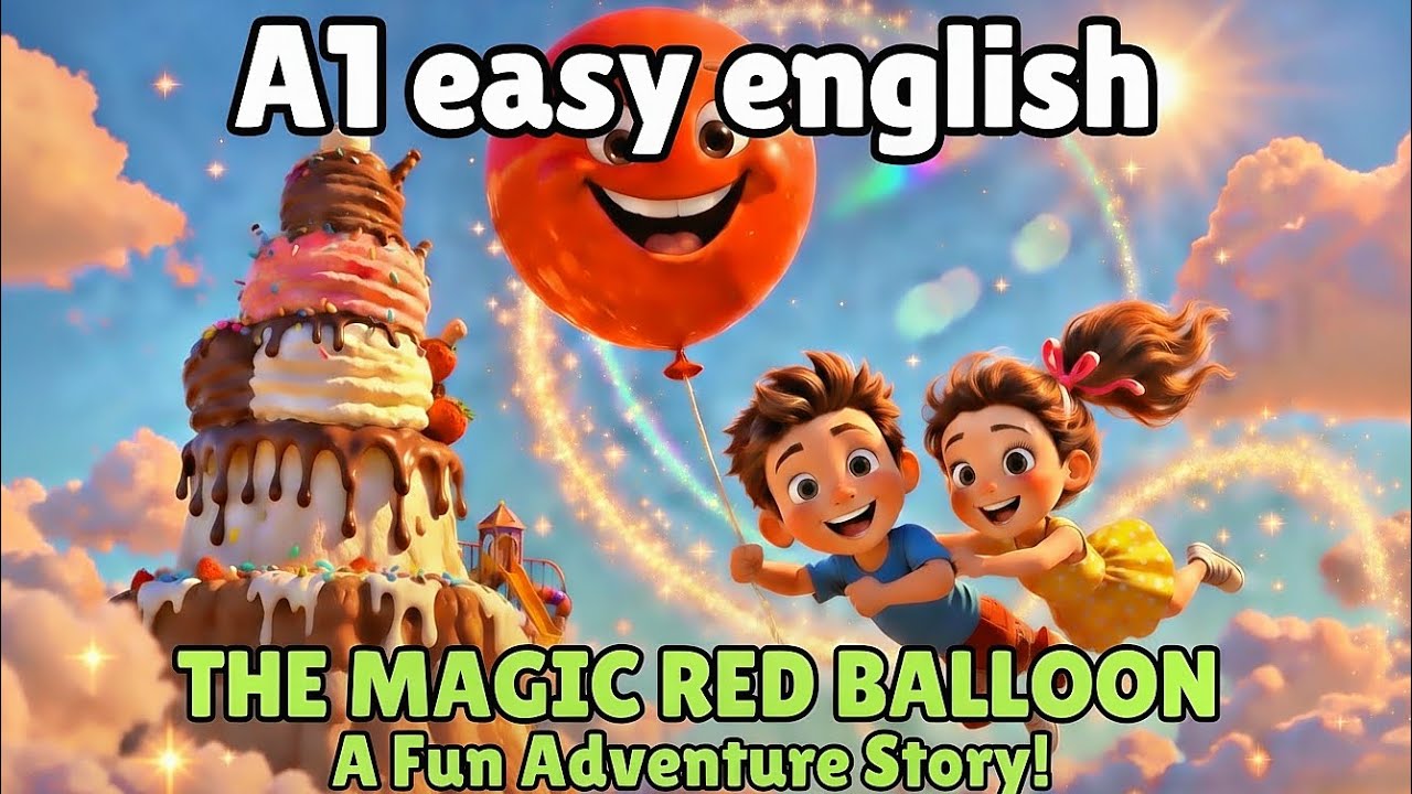 Magic Red Balloon Adventure! 🪁🍦 | Easy English Story for Beginners