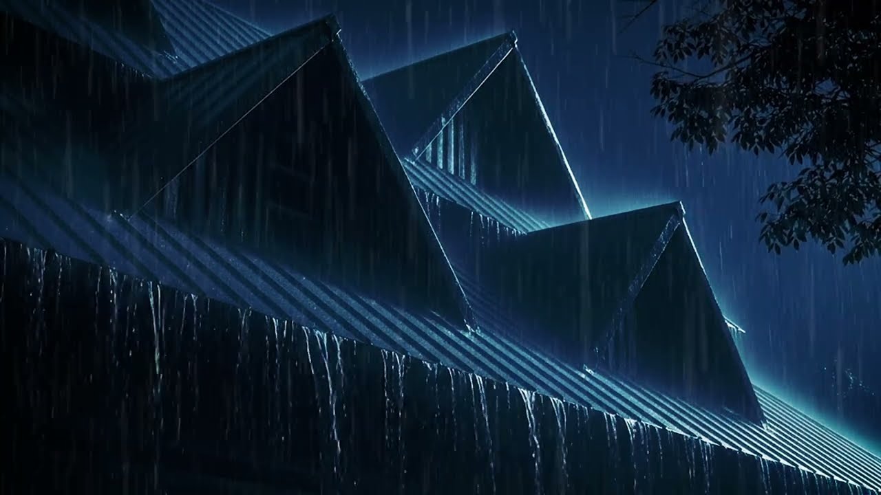 Heavy Rain & Thunder on Creaky Tin Roof at Night for Sleep
