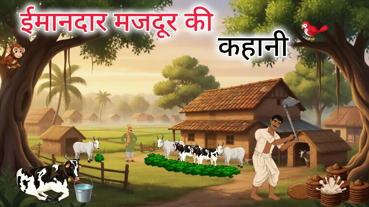 ईमानदार मजदूर की कहानी | IMANDAAR MAJDOOR KI KAHANI | HINDI KAHANI | CARTOON STORY | HINDI STORY 