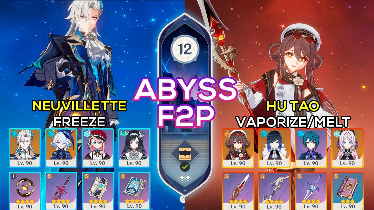 [F2P] C0 Neuvillette Freeze & C0 Hu Tao Vaporize / Melt | Spiral Abyss 5.4 | Genshin Impact