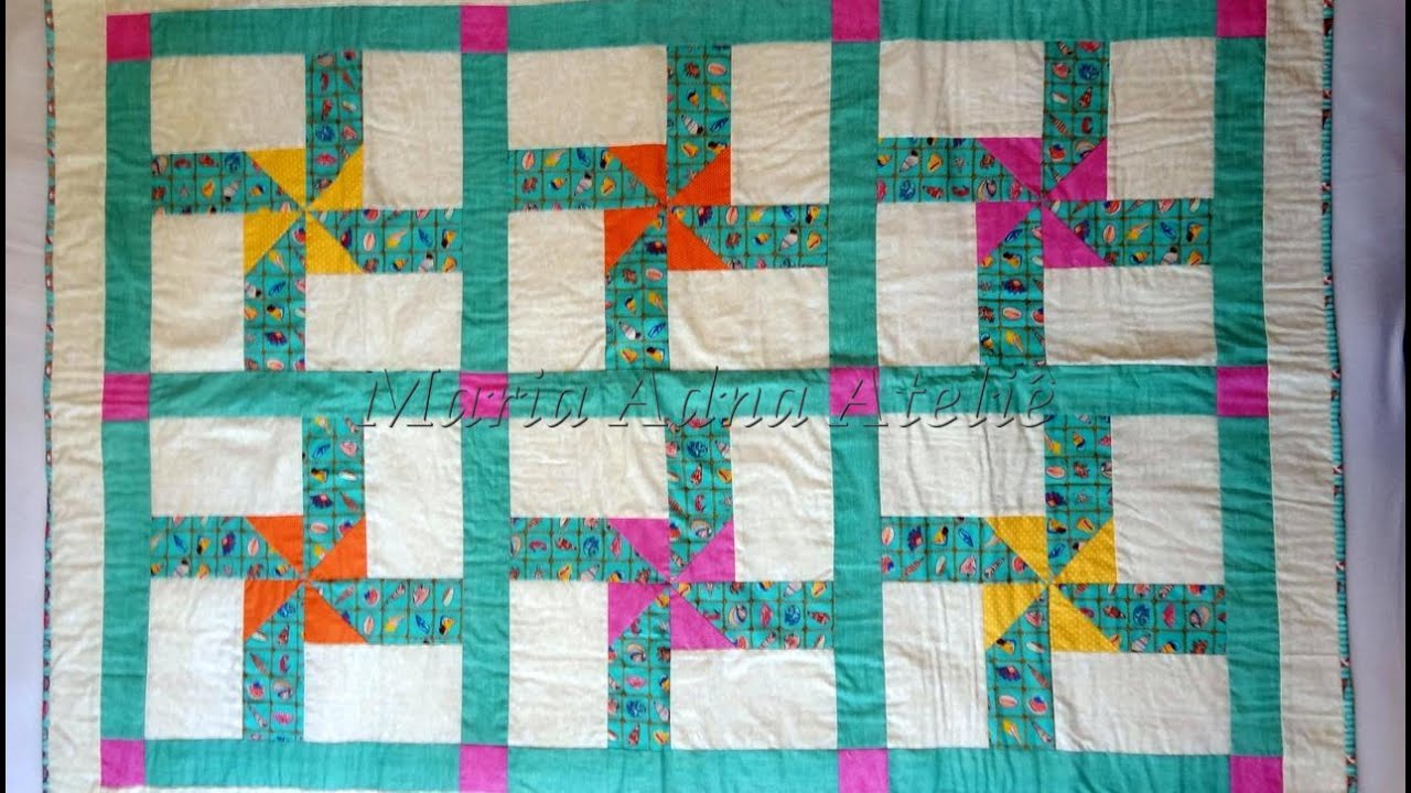 Manta/colcha infantil em patchwork Os Cataventos - Maria Adna Ateliê - Cursos/aulas de patchwork