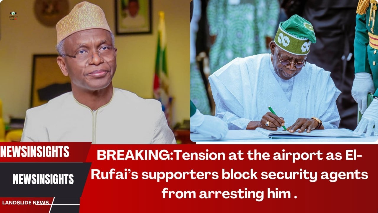 BREAKING: Tension at the airport as El-Rufai’s supporters block security agents from arresting him