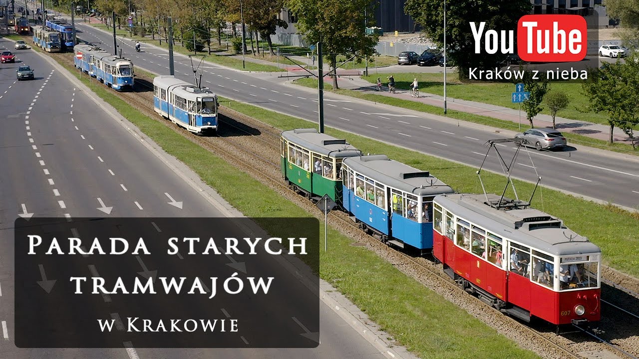 Zabytkowe tramwaje w Krakowie. Parada starych tramwajów na ulicach Krakowa