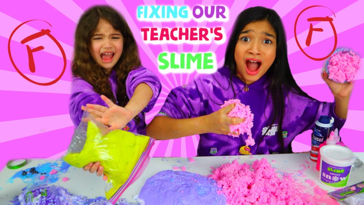 FIXING OUR TEACHER'S SLIME & MAKING IT A PRETTY GIANT SLIME!