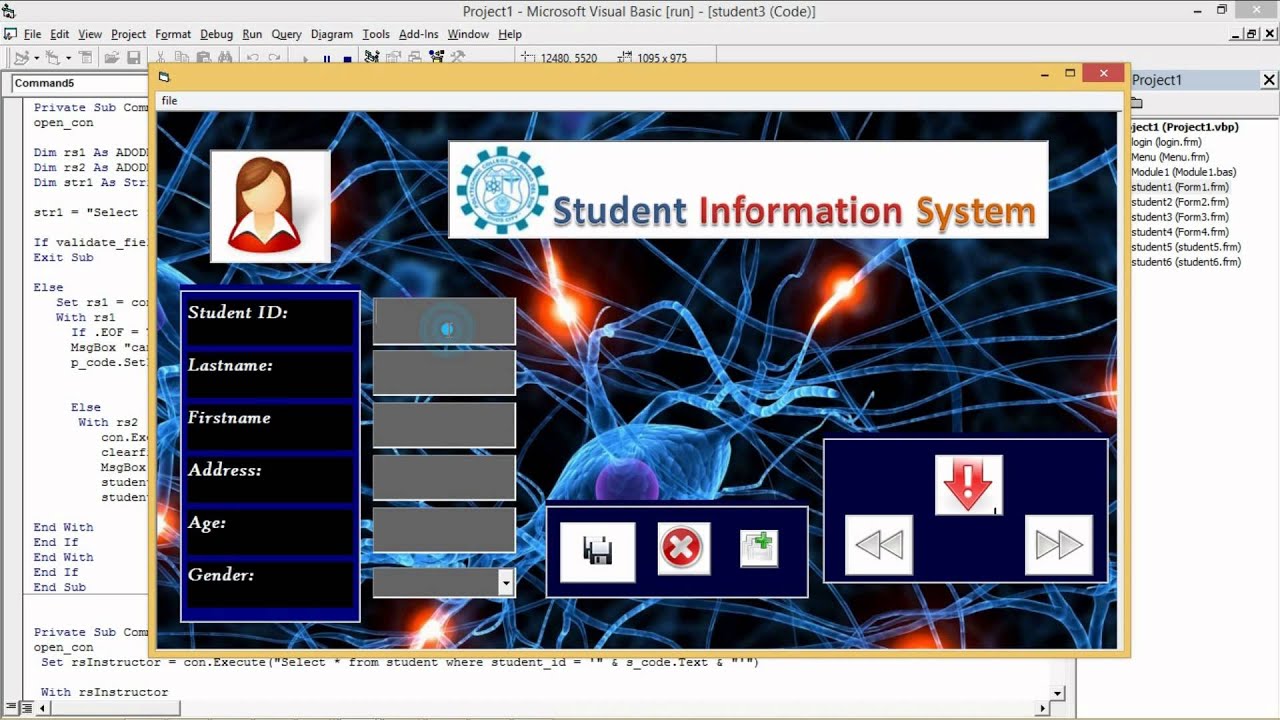 How to save, update, add, delete and search in a Simple Student Information System using Visual basi