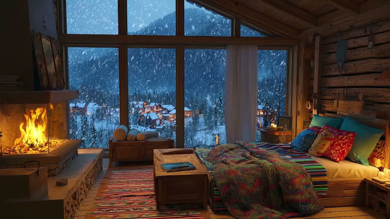 Cozy Winter Nights | Crackling Fireplace Helps You Relieve Stress, Relax and Sleep Better