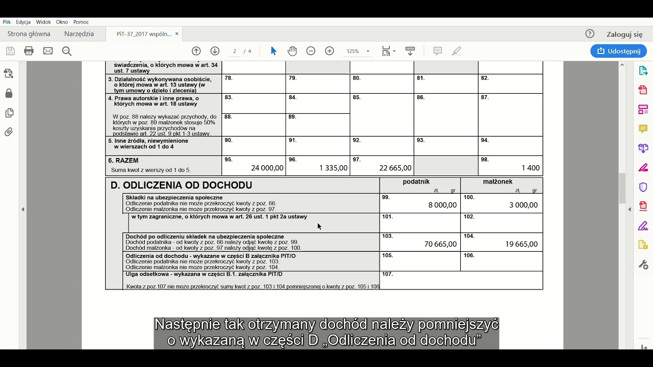 Instrukcja wyliczania dochodu dla współmałżonków za rok 2017 Czyste Powietrze