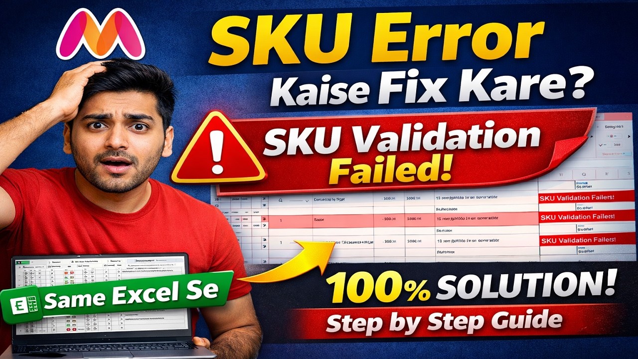 Myntra Me SKU Validation Failed Error Kaise Fix Kare? | Same Excel Se Problem Solve 2026 (Hindi)