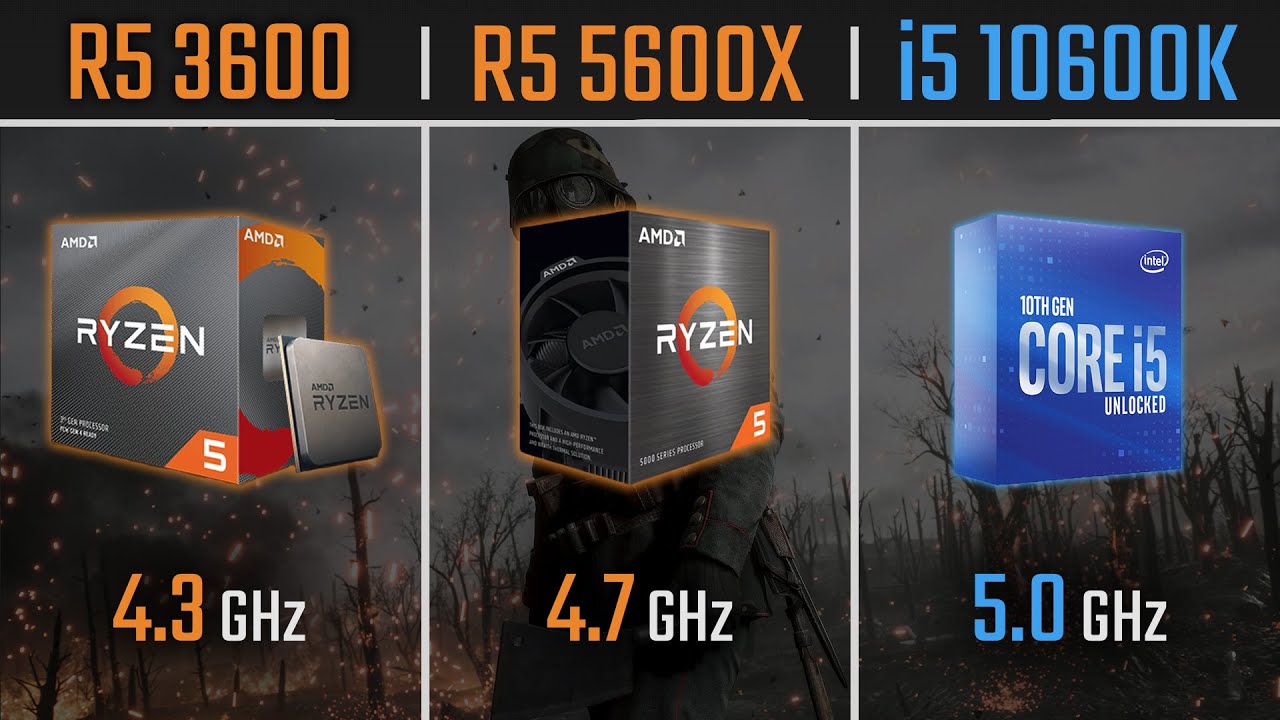 Ryzen 5 3600 vs Ryzen 5 5600X vs Core i5 10600K | 1080P, 1440P and 4K Benchmarks