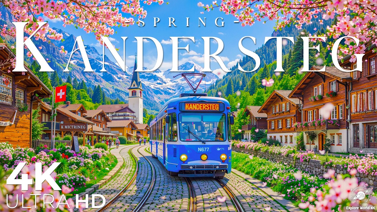Кандерштег, Швейцария 4K UHD 🌸 Тихие Альпы, зеленые луга и озеро Эшинен