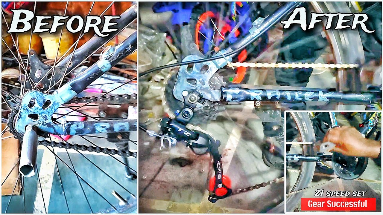 Rvs Tiger - How To Install Gear In Normal Cycle | Cycle Me Gear Kaise Lagaye | 21 speed Gear Install