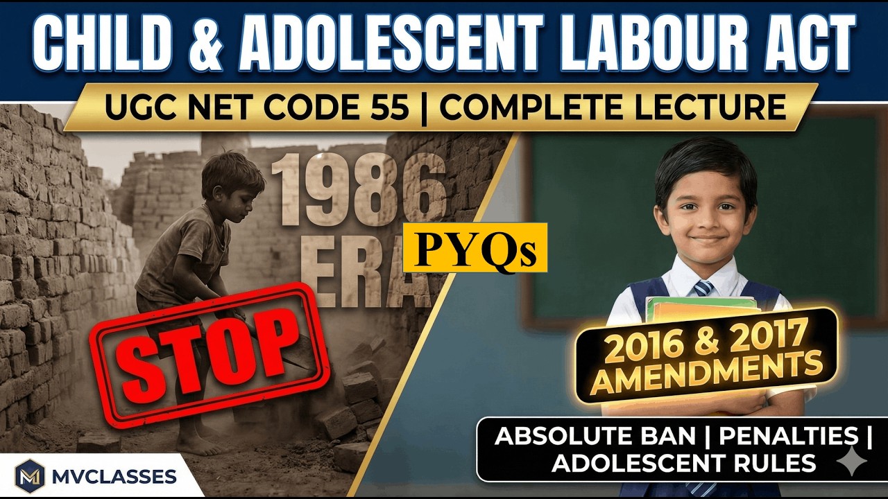 Child & Adolescent Labour Act 1986 (2016 Amendments) | UGC NET Code 55 + 10 PYQs