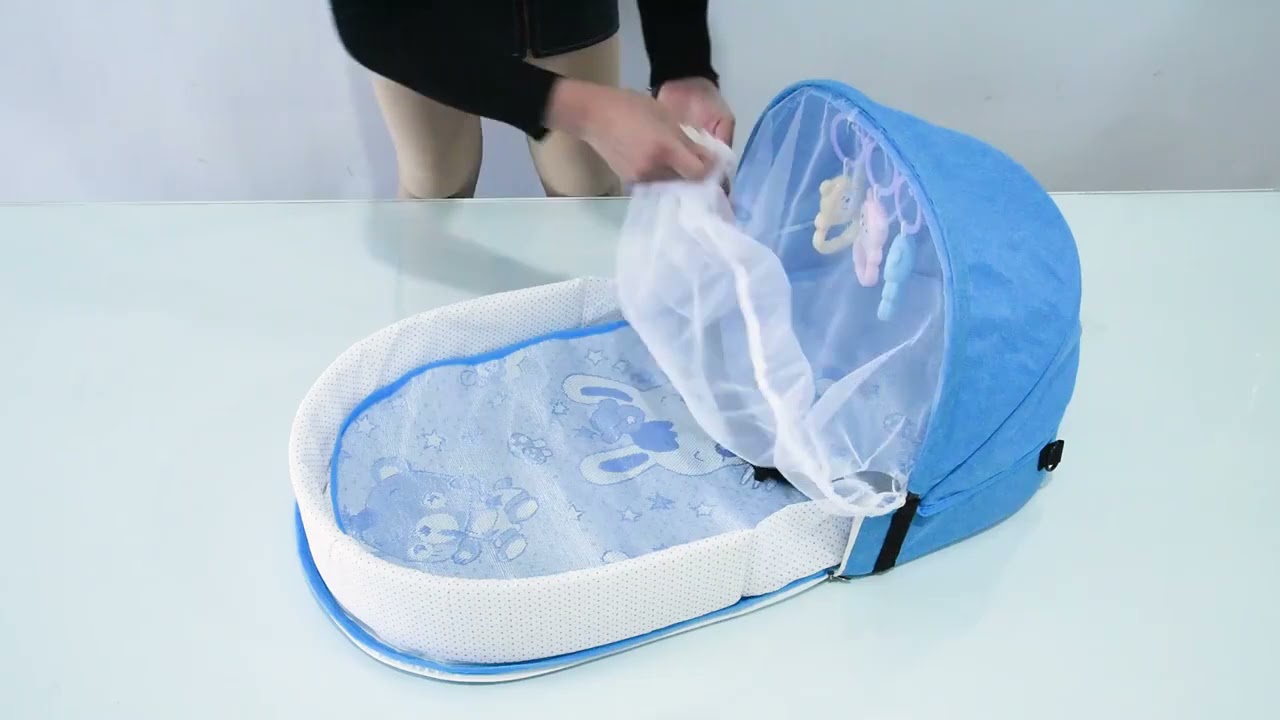 Tititek Baby Bed Travel Crib Protoable Portable Foldable Toddler Bed with Mosquito Net