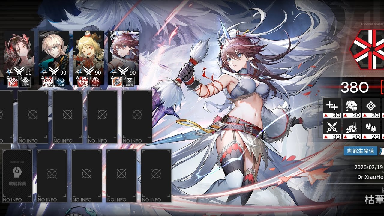 【明日方舟】台服 CC#4 弧光作戰 輪換測試地 枯葦泥淖4人380分 2026/2/19