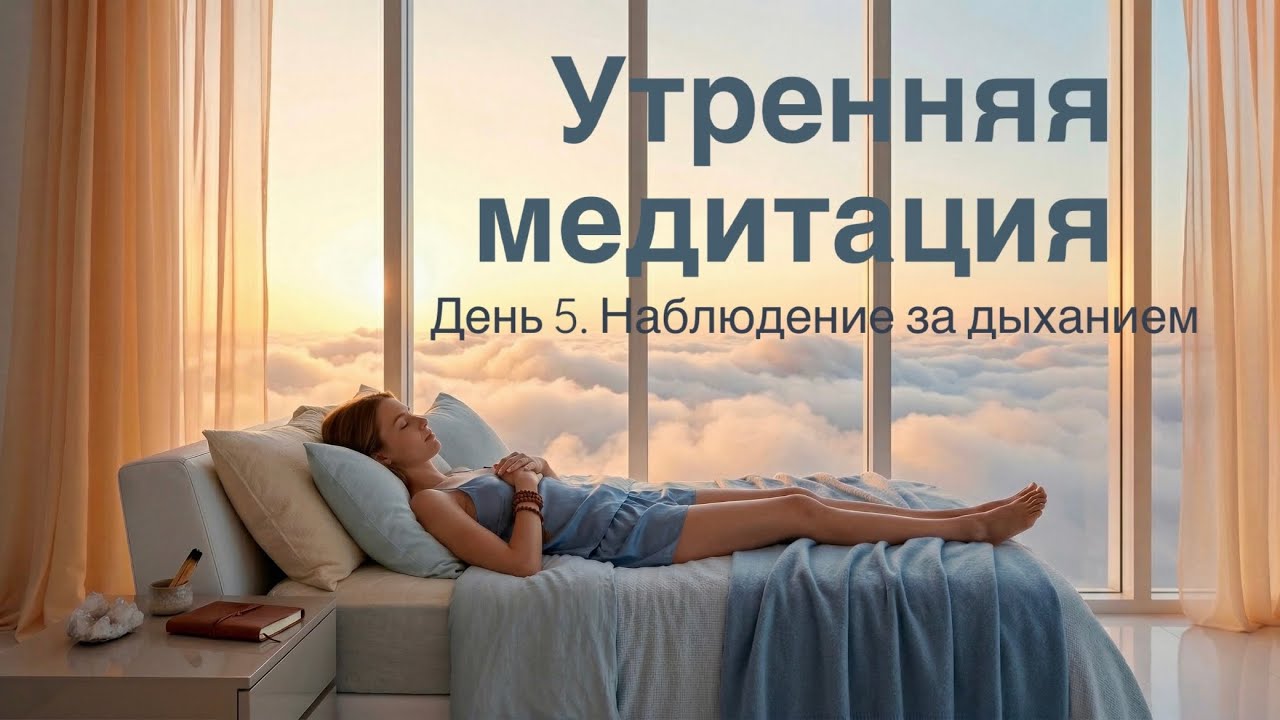Утренняя медитация, пробуждение через тело . Наблюдение за дыханием (без контроля) 