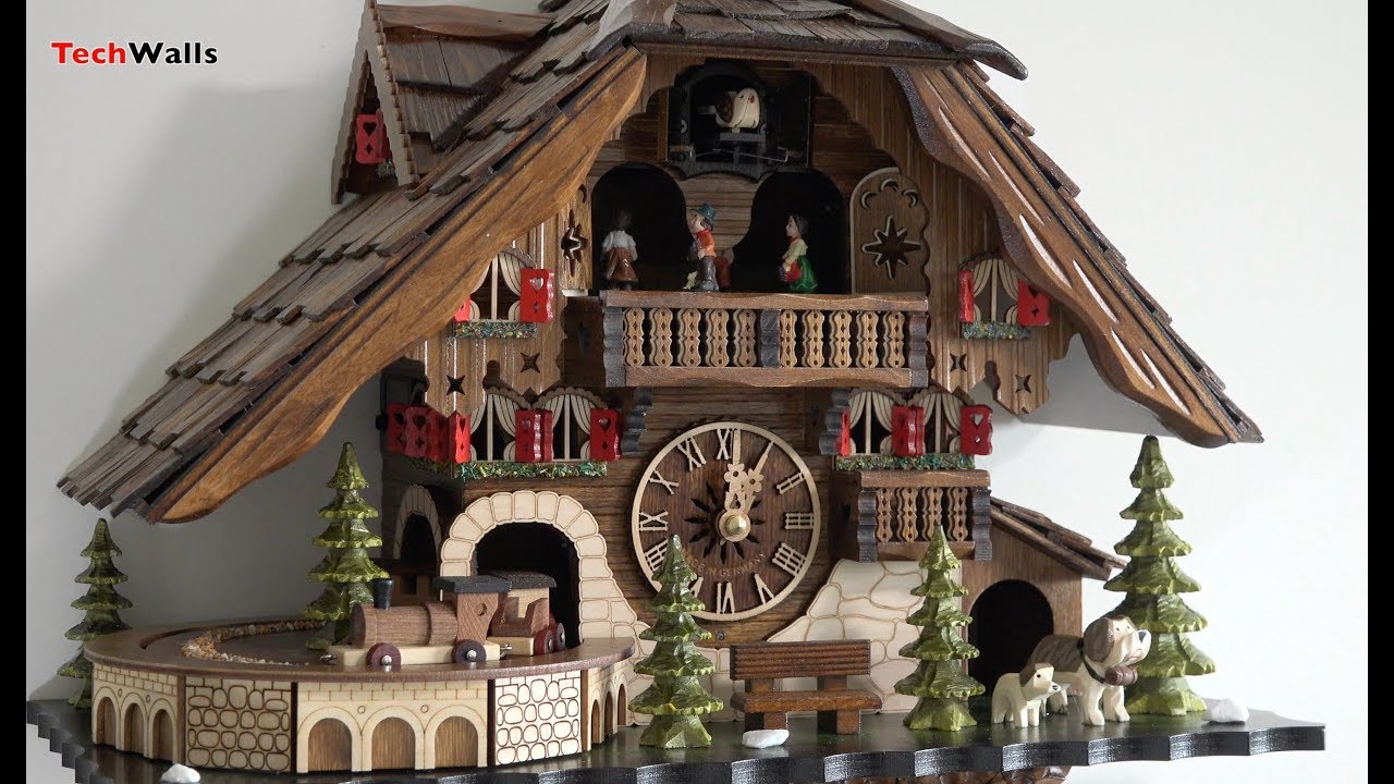 Music and Movements of the Black Forest Cuckoo Clock EN 48110 QMT with Moving Train