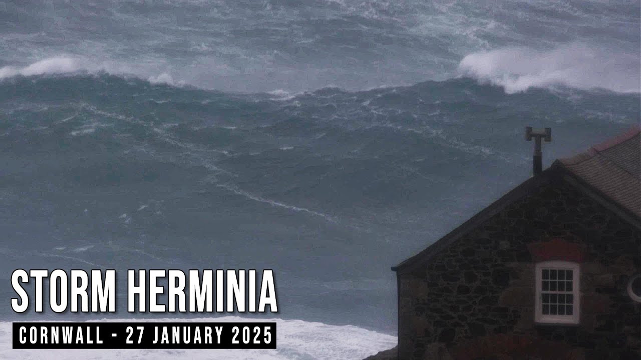 Storm Herminia - Huge Waves on the North Coast of Cornwall