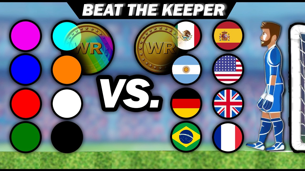 BEAT THE KEEPER | Countries Vs. Color Marble Soccer Race Tournament