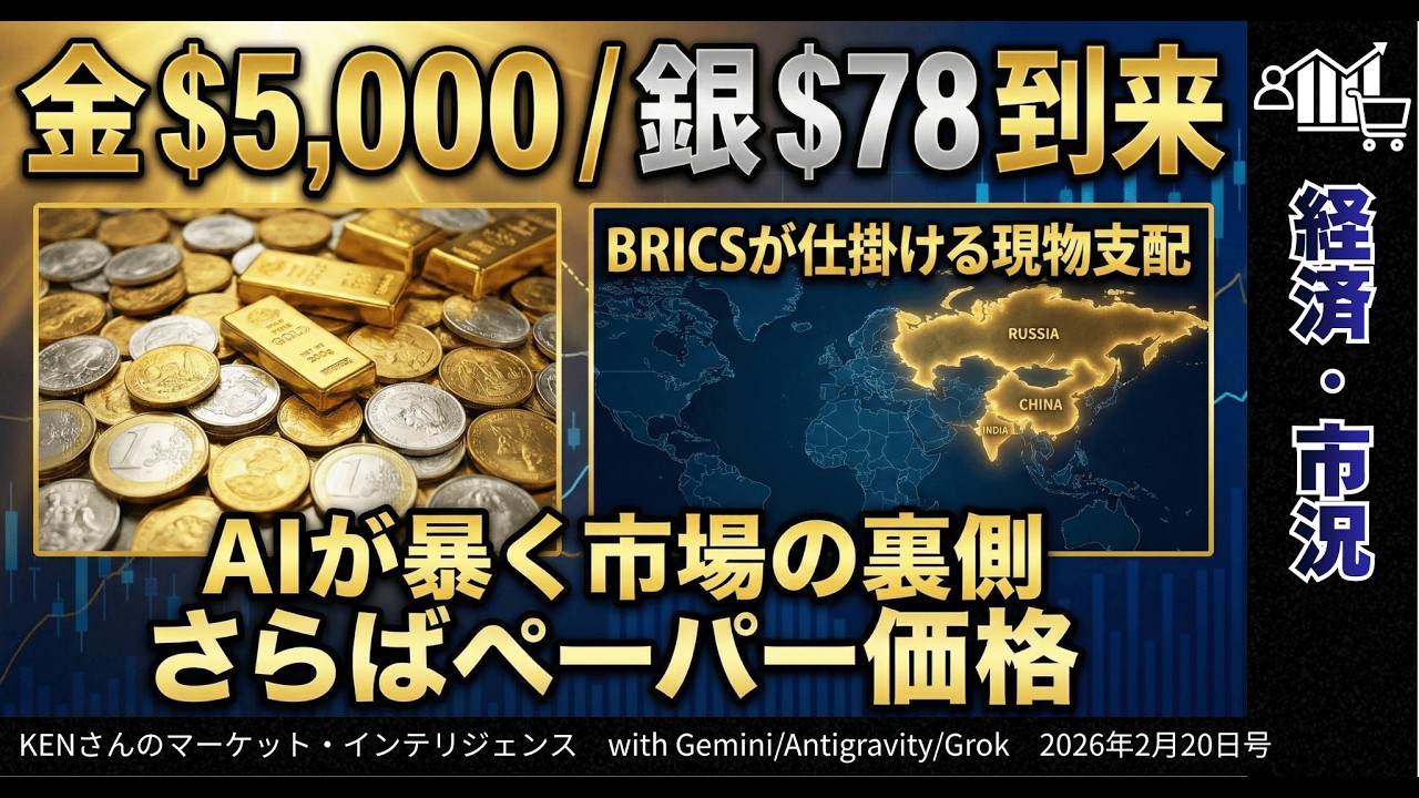 ロシアが金輸出を制限へ！中国・インドの爆買いで変わる金銀市場の新基準【KENさんのマーケット・インテリジェンス　2026年2月20日最新版】